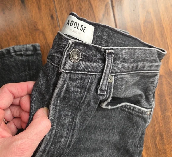 AGOLDE Fran High Waist Wide Leg Charcoal Jeans. Size 24